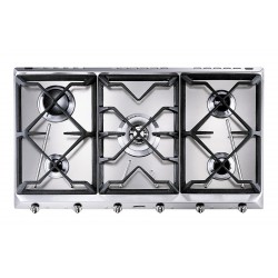 Piano cott. 5 fuochi g/ghisa 90 cm inox