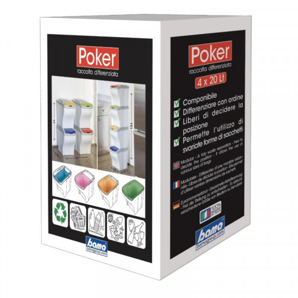 Pattumiera raccolta differenziata set 4 secchi spazzatura Bama poker 80 lt 40300