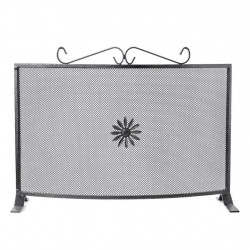 Parascintille curvo per camino in ferro battuto 62x45...
