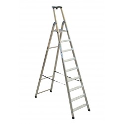 Scala quadra 9 gradini alluminio h. 265 cm con piano...