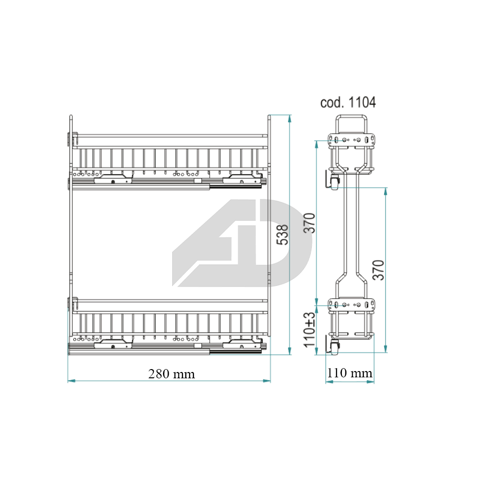 Cestello portabottiglie estraibile 2 piani Inoxa Silent 1104Y1528 mobile da  15cm