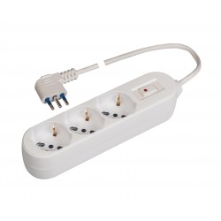 Presa multipla con 3 uscite bivalenti 10/16a 2p+t.