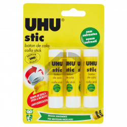 Colla stick trasparente UHU Stic 8 grammi (3 pezzi)