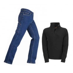 Set pantalone jeans + pile wolf nero tg. l