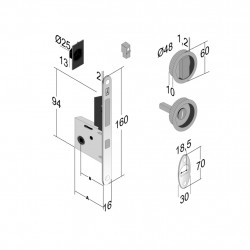 Kit easy tondo wc d. 60 con serratura  cromo satin