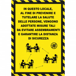 Stiker adesivo a4 distanza di sicurezza locali