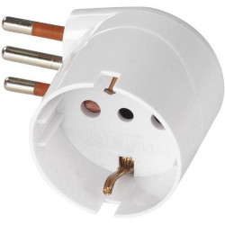 Adattatore schuko salvaspazio 90° 10A 2P+T bianco