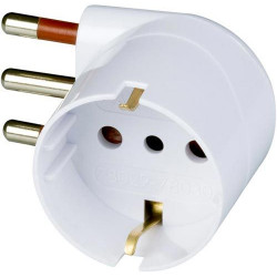 Adattatore schuko salvaspazio 90° 16A 2P+T bianco