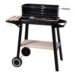 Barbecue a carbone con ruote e ripiani 54x34x65 cm nero