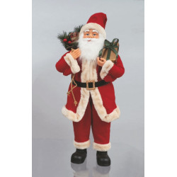 Babbo Natale fisso 90 cm con vestito rosso e sacco doni