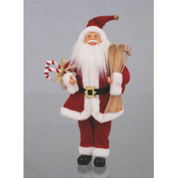 Babbo Natale fisso 50 cm con decorazione sci e...
