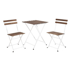 Set da giardino bistrot tavolo con due sedie legno e...