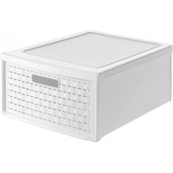 Contenitore cassettiera in pvc effetto rattan bianco...